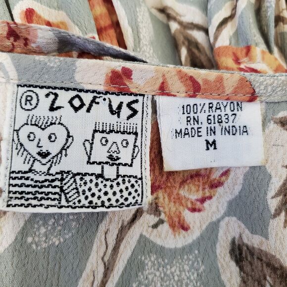 Vintage 90s Dress Womens Size Medium Floral Drop Waist Tie Lace Up Sheer Flowy - Picture 9 of 10